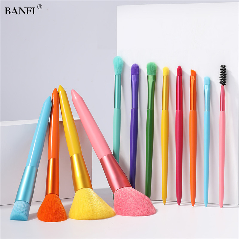 BANFI 12pcs Rainbow Color Mixing Makeup Brushes Professional Powder Basic Eye Shadow Brush Set Synthetic Hair Colorful Beauty
BANFI 12pcs Rainbow Color Mixing Makeup Brushes Professional Powder Basic Eye Shadow Brush Set Synthetic Hair Colorful Beauty