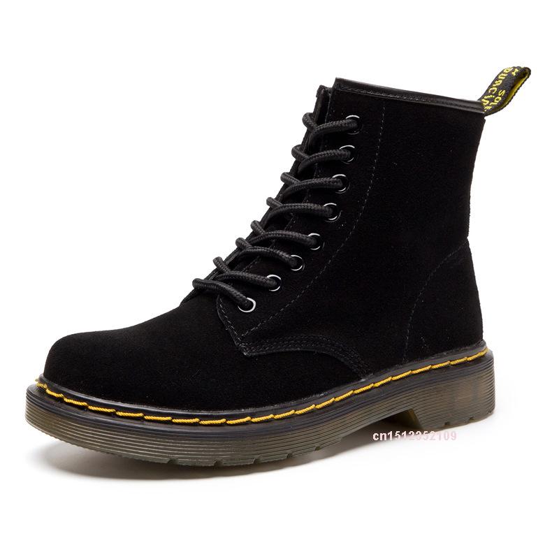 Boots Real Leather Ankle Women Spring Fall Flat Platform Shoes Plus Size Zip Motorcycle