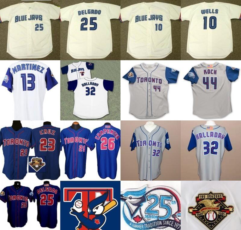 2001 Toronto 25th Anniversary Patch 10 Vernon Wells 23 Jose Cruz 25 Carlos Delgado 26 Chris Carpenter 32 Roy Halladay Baseball Jerseys, Blue;black
2001 Toronto 25th Anniversary Patch 10 Vernon Wells 23 Jose Cruz 25 Carlos Delgado 26 Chris Carpenter 32 Roy Halladay Baseball Jerseys, Blue;black
