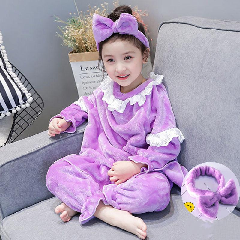 Princesse bébé fille filles pyjama costume corail velours gros enfants fille fille mère nuit vêtements automne hiver dessin animé chaud homewear