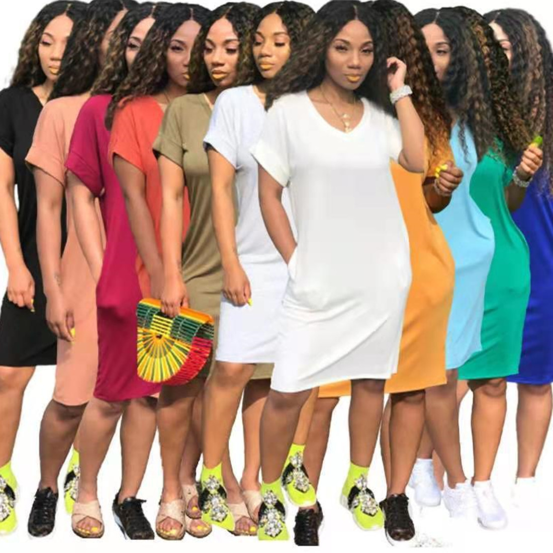 Women Designers Dress 2021 Casual Personalized V-neck Short Sleeve Medium Length Plus Size Clothing, Orange
Women Designers Dress 2021 Casual Personalized V-neck Short Sleeve Medium Length Plus Size Clothing, Orange