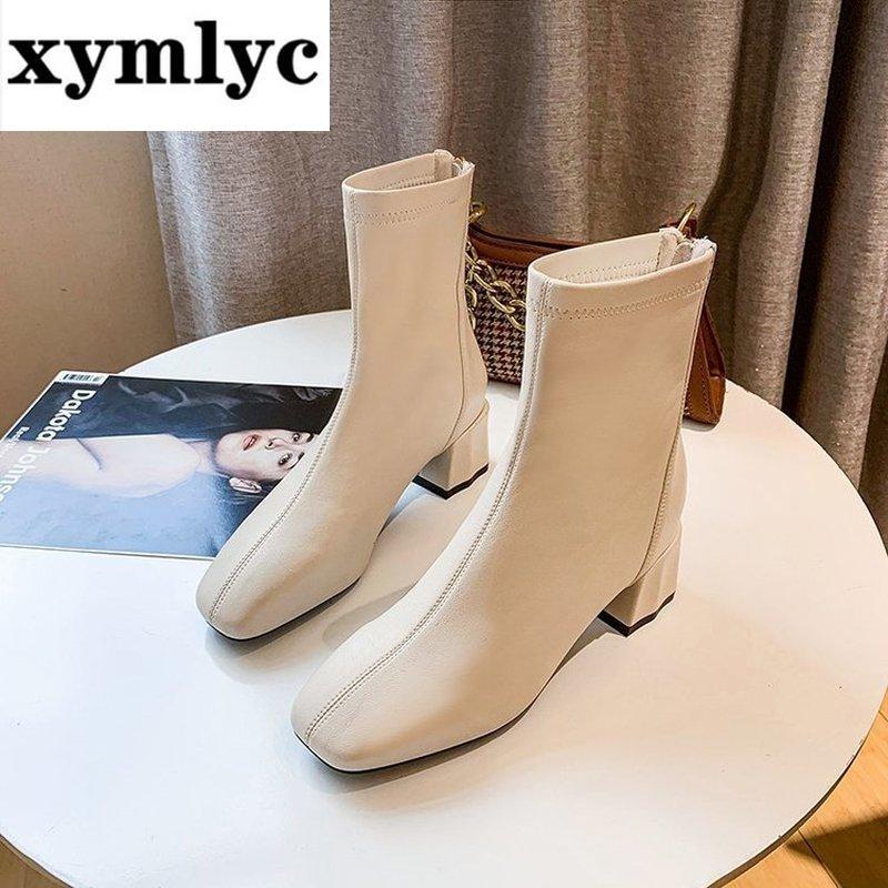 Boots 2021 Elegant Women Beige Thick High Heels Ankle Designer Soft Leather Zippers Sock Vintage Lady Low Heel Shoes, Black
Boots 2021 Elegant Women Beige Thick High Heels Ankle Designer Soft Leather Zippers Sock Vintage Lady Low Heel Shoes, Black