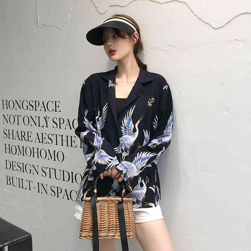 Vintage Printed Women Blouses Long Sleeve Shirts Blusas Mujer De Moda Print Chiffon Ladies Loose Femme Top 9961 210506