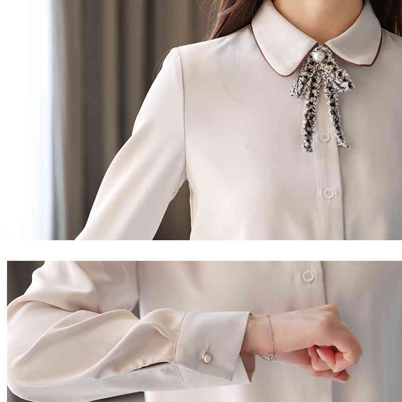 Solid White Long Sleeve Women Blouse and Tops Casual Vintage Cardigan Shirts Blusas Mujer Female Clothing 8102 50 210506