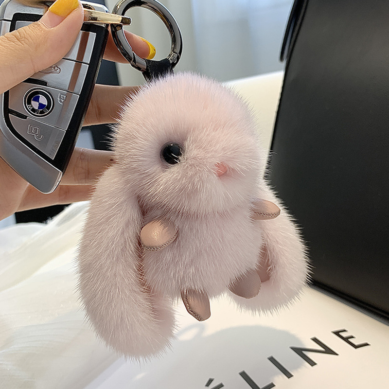 Mink Plush Cute Net Red Rabbit Pendant Female Schoolbag Doll Fur Car Key Chain Bag