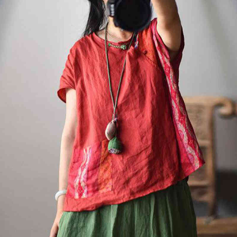 Johnature Cotton Linen Retro Irregular Patchwork Plate Buckle Short Sleeve Shirt Autumn Simple Comfortable Women Tops 210521, Purple 
Johnature Cotton Linen Retro Irregular Patchwork Plate Buckle Short Sleeve Shirt Autumn Simple Comfortable Women Tops 210521, Purple