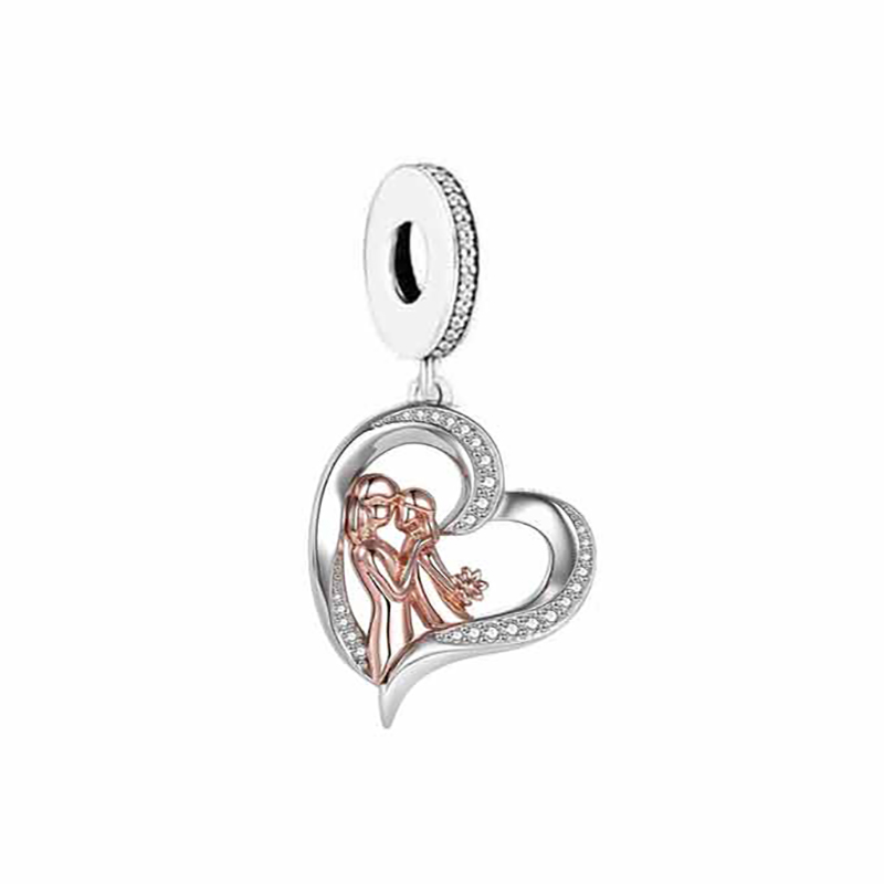 Fit Original Charm Bracelet Necklace 925 Sterling Silver & Rose Gold Dad Mummy Baby Family Forever Love Heart Dangle Beads For Making Women Anniversar