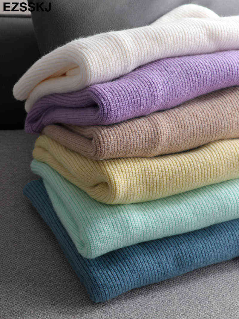 EZSSKJ Soft oversized Cashmere Sweaters Women puff sleeve Winter sweater Pullovers Loose Female Warm Basic sweater Jumper 211109