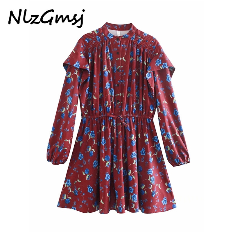Dres Spring Autumn Fashion Stand-up Collar High Waist Long Sleeve Loose Elegant Printing 210628, As picture
Dres Spring Autumn Fashion Stand-up Collar High Waist Long Sleeve Loose Elegant Printing 210628, As picture