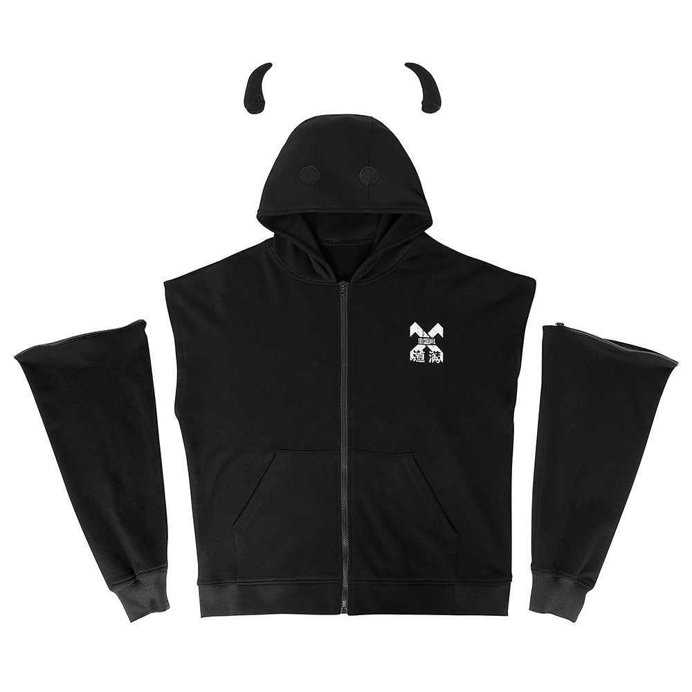 Men Zip Up Hoodie Japanese Streetwear Cotton Fashion Pullover Sweatshirt 210813