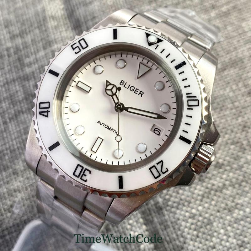 Wristwatches 43mm Automatic Mechanical Mens Watch White Dial Date PT5000/NH35/Miyota8215 Mineral Glass Oyster Bracelet Ceramic Bezel, B bezel bliger
Wristwatches 43mm Automatic Mechanical Mens Watch White Dial Date PT5000/NH35/Miyota8215 Mineral Glass Oyster Bracelet Ceramic Bezel, B bezel bliger
