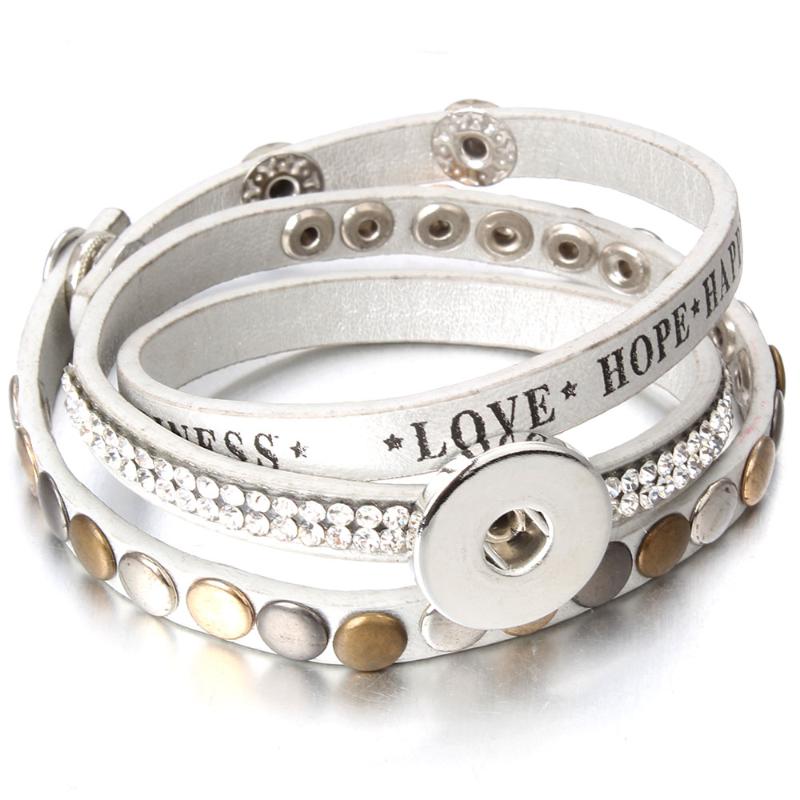 Charm Bracelets Leather Snap Button Bracelet For Women DIY 18MM 12MM Snaps Crystal Boho Multi Layer Wrap Femme Jewelry ZE484
Charm Bracelets Leather Snap Button Bracelet For Women DIY 18MM 12MM Snaps Crystal Boho Multi Layer Wrap Femme Jewelry ZE484