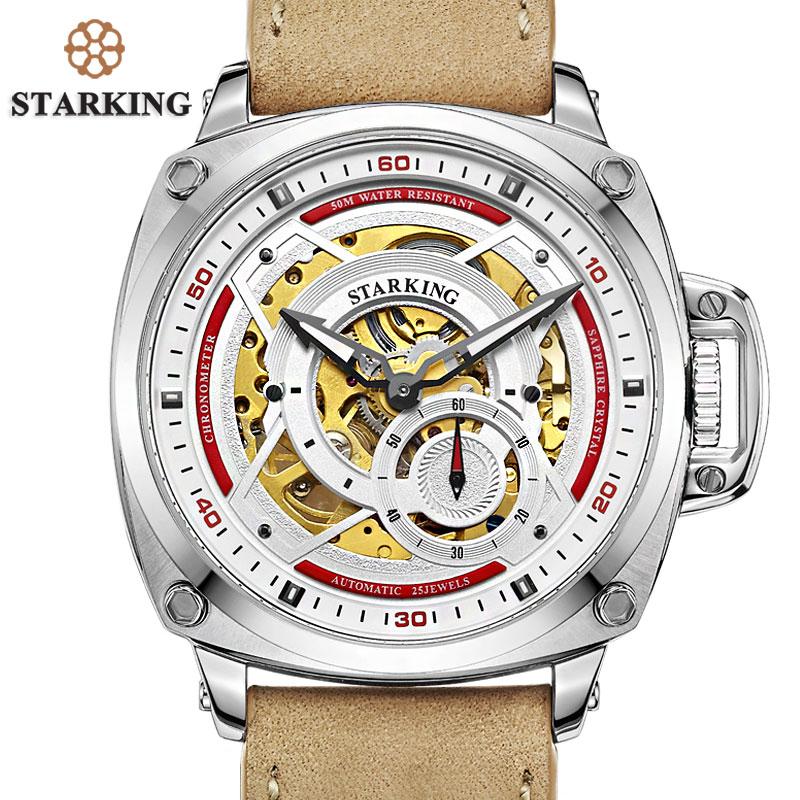 Wristwatches STARKING Watches Man Sports Automatic Mechanical Watch Sapphire Genuine Leather Strap Male Outdoor, Coffee
Wristwatches STARKING Watches Man Sports Automatic Mechanical Watch Sapphire Genuine Leather Strap Male Outdoor, Coffee