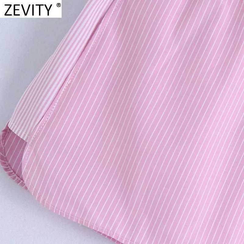 Zevity Women Fashion Patchwork Striped Print Casual Summer Shorts Ladies Chic Elastic Waist Pink Color Pantalone Cortos P1029 210603