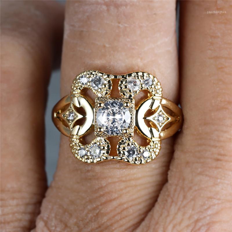 Wedding Rings Luxury Crystal Round Stone Ring Dainty Gold Color Flower Vintage Hollow White Zircon Square For Women Jewelry, Slivery;golden
Wedding Rings Luxury Crystal Round Stone Ring Dainty Gold Color Flower Vintage Hollow White Zircon Square For Women Jewelry, Slivery;golden