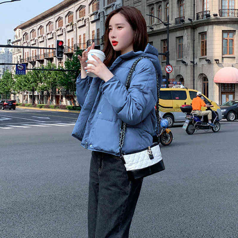 Winter Down Padded Jacket Women's Short Korean Style Loose Bread Coat Cotton Small Clothes 211130