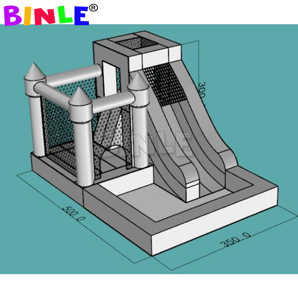 5x3.5m moonwalks pastel white inflatable bouncy house bouncing castle jumping wedding tent jumper bouncer combo with pool and slide for kids birthday 