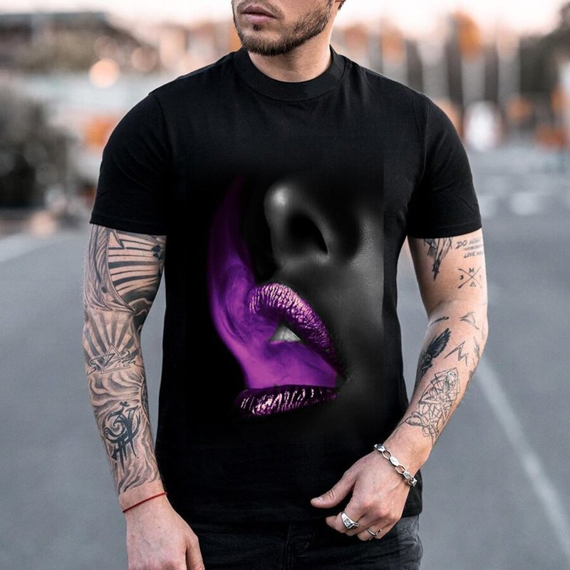Red lip printing men' 3D printing T-shirt visual impact party top streetwear punk gothic round neck high quality American muscle style short sleeves, Purple
Red lip printing men' 3D printing T-shirt visual impact party top streetwear punk gothic round neck high quality American muscle style short sleeves, Purple