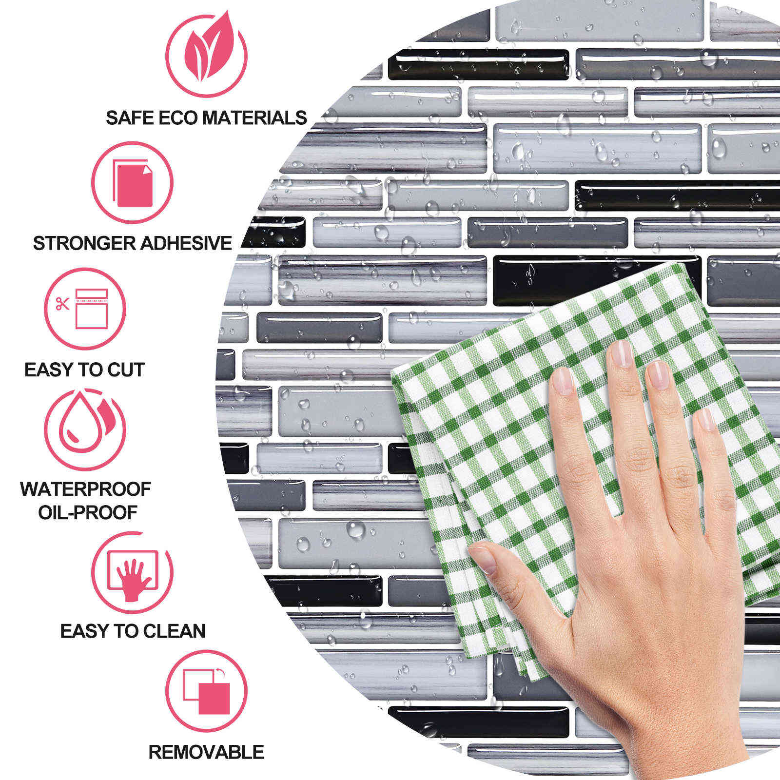 MORCART Peel wall stickers self-adhesive tile adhesive tiles 3d wallpaper home decor Wall decals for Kitchen Bathroom Room 1PCS 211124