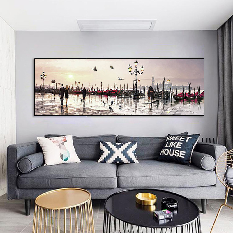 Evening In Venice Landscape Painting Wall Art Canvas Pictures For Living Room Bedroom Modern Art Home Decoration
