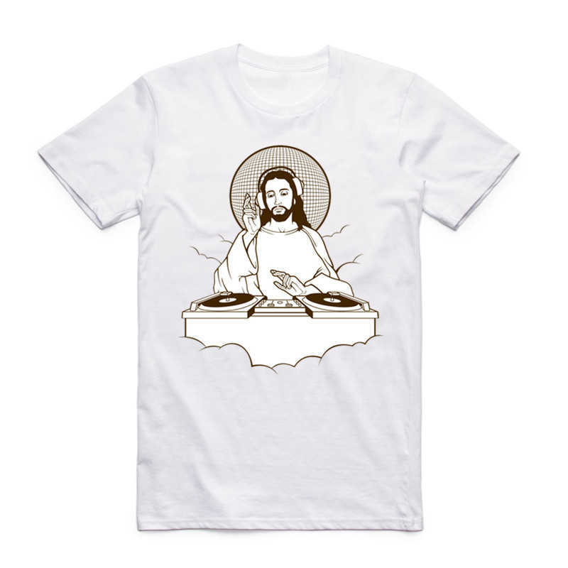 Jesus Printed Funny Tshirt Men Summer O Neck Short Sleeve White T Shirt Hipster Streetwear Novelty Shirts Tops Tees 210629