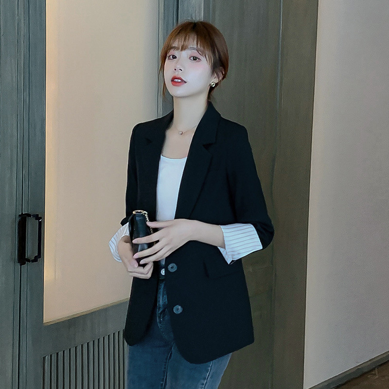 Chic Women Blazer Spring Autumn Female casual Suit Jacket short Sleeve Outwear blaser femme blazer jacket 210524