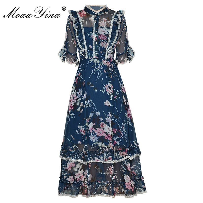 Fashion Designer dress Summer Women's Dress Stand collar Butterfly Sleeve Ruffles Floral-Print Dresses 210524, Pink
Fashion Designer dress Summer Women's Dress Stand collar Butterfly Sleeve Ruffles Floral-Print Dresses 210524, Pink