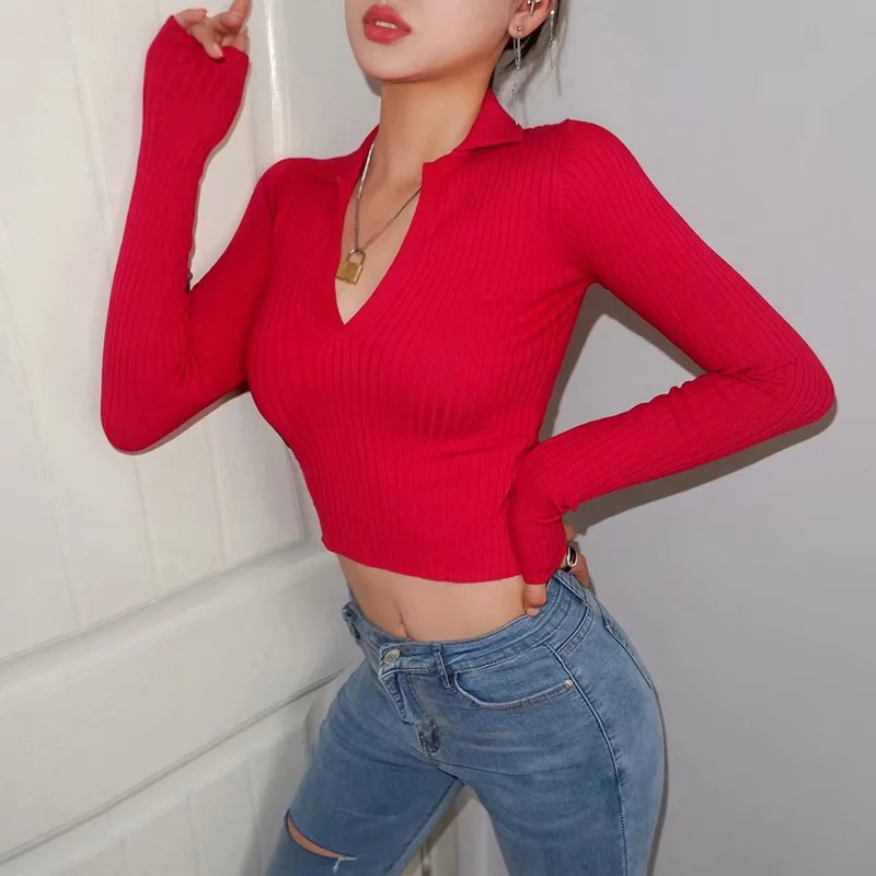Fashion Fall Vintage Womens Solid Colour Knitted Tops Elegant Ladies Shirts Long Sleeve White Korean Retro Shirt Streetwear 210514