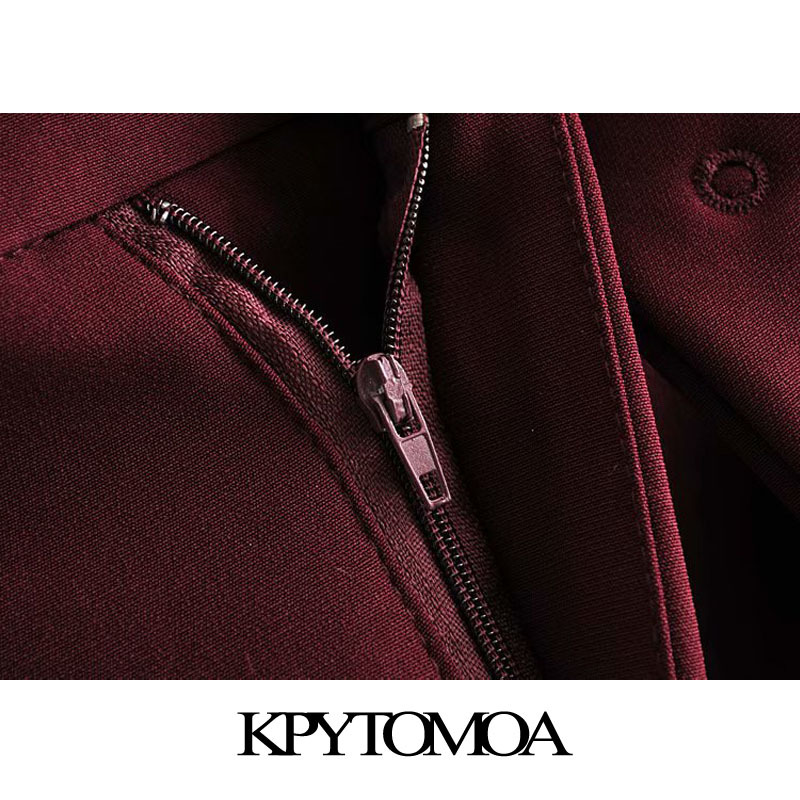 Stylish Office Wear High Waisted Pants Women Fashion Zipper Fly With Belt Pockets Female Ankle Trousers Pantalones 210420