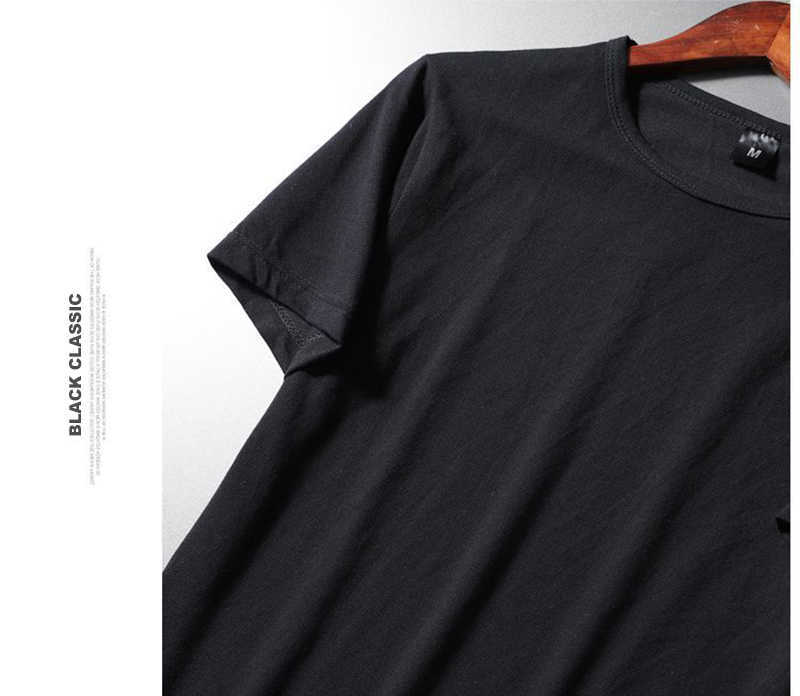100% Pure Cotton Tee Shirts Men Summer Basic Casual T-Shirt Man Simple Solid Color Black White Gray O-Neck Short Tops Tees Male 210629