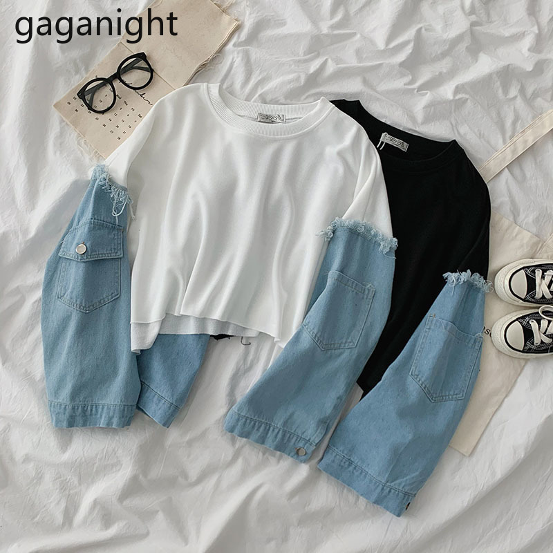 Gaganight Long Sleeve T Shirt Womens Denim Patchwork Loose Tshirt Spring Autumn Basic Tee Shirt Female Casual Tops Clothes 210519, White
Gaganight Long Sleeve T Shirt Womens Denim Patchwork Loose Tshirt Spring Autumn Basic Tee Shirt Female Casual Tops Clothes 210519, White