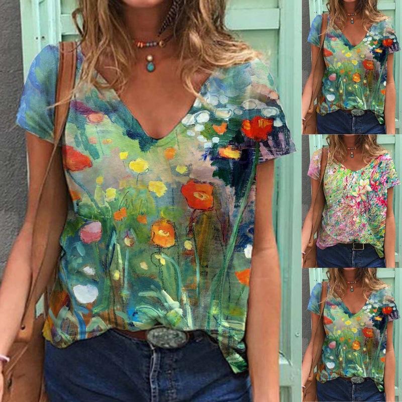 Women' Blouses & Shirts Casual Top Printing Summer Loose Fashion Temperament V-neck Short-sleeved Plus Size, Photo color
Women' Blouses & Shirts Casual Top Printing Summer Loose Fashion Temperament V-neck Short-sleeved Plus Size, Photo color