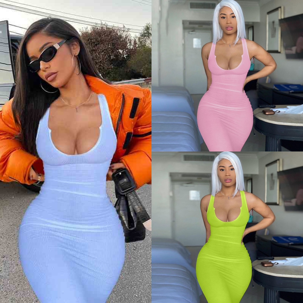 Summer Maxi Long Dresses For Women Designers U-neck Sleeveless Long Bodycon Dress Sexy Black White Dress Club Wear Skirt, Brown
Summer Maxi Long Dresses For Women Designers U-neck Sleeveless Long Bodycon Dress Sexy Black White Dress Club Wear Skirt, Brown