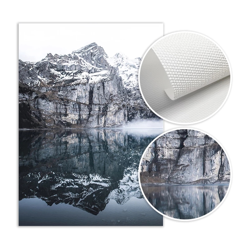 Mountain Lake Foggy Reflection Canvas Painting Nordic Nature Landscape Posters and Prints Wall Art Picture Modern Bedroom Decor
