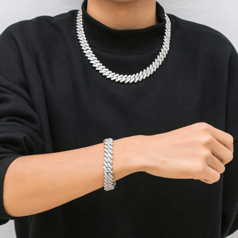 Iced Out Chains For Men Miami Cuban Link Necklace Diamond Micro Paved CZ Gold Silver Chain Fashion Hip Hop Jewelry