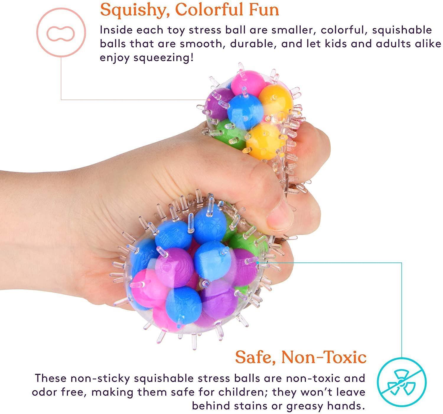 New DNA Squish Stress Ball (4-Pack) Squeeze Color Sensory Toy Relieve Tension Home Travel andfree Office Use Fun for Kids Adults FY9409