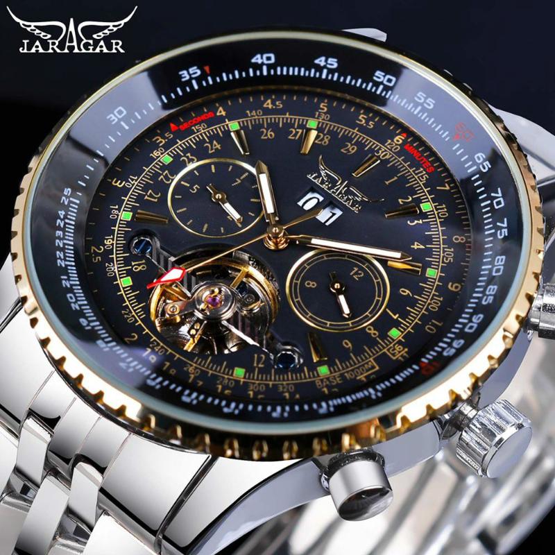 Wristwatches Jaragar Flying System Class Luxury High-End Stainless Steel Men Watch Fashion Gold Innovation Design Automatic Mechanical, S1089-6
Wristwatches Jaragar Flying System Class Luxury High-End Stainless Steel Men Watch Fashion Gold Innovation Design Automatic Mechanical, S1089-6
