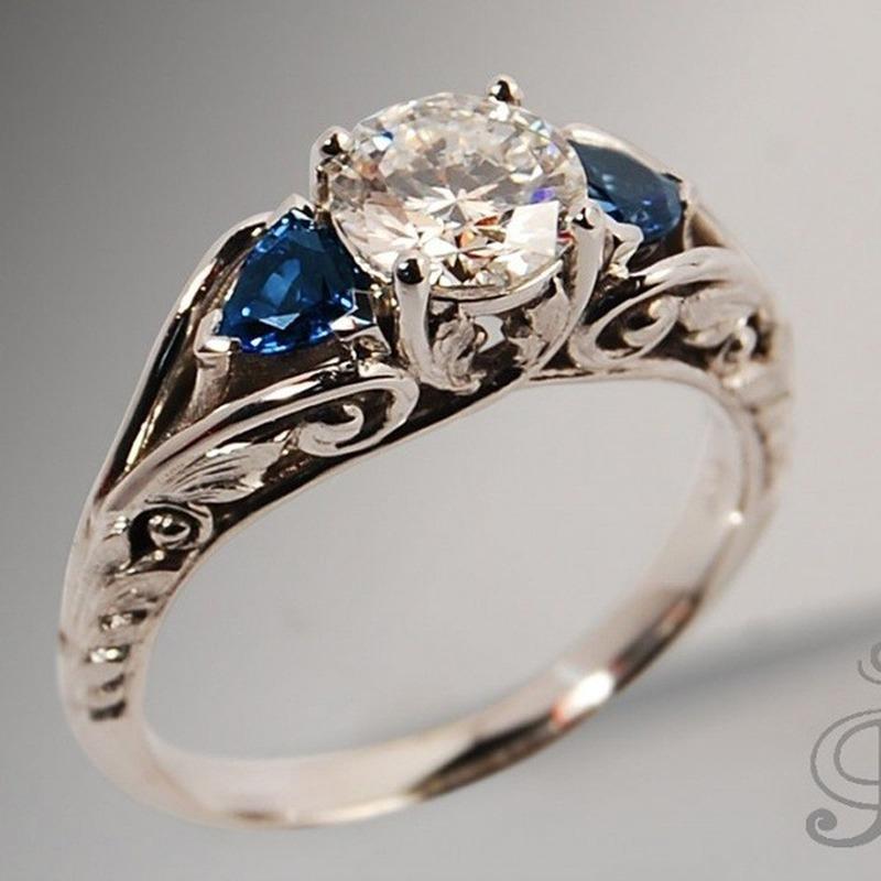 Wedding Rings Retro Women's Silver Color Ring Princess Cut Blue Stone Zircon Engagement For Women Fashion Bridal Jewelry Gift, Slivery;golden
Wedding Rings Retro Women's Silver Color Ring Princess Cut Blue Stone Zircon Engagement For Women Fashion Bridal Jewelry Gift, Slivery;golden