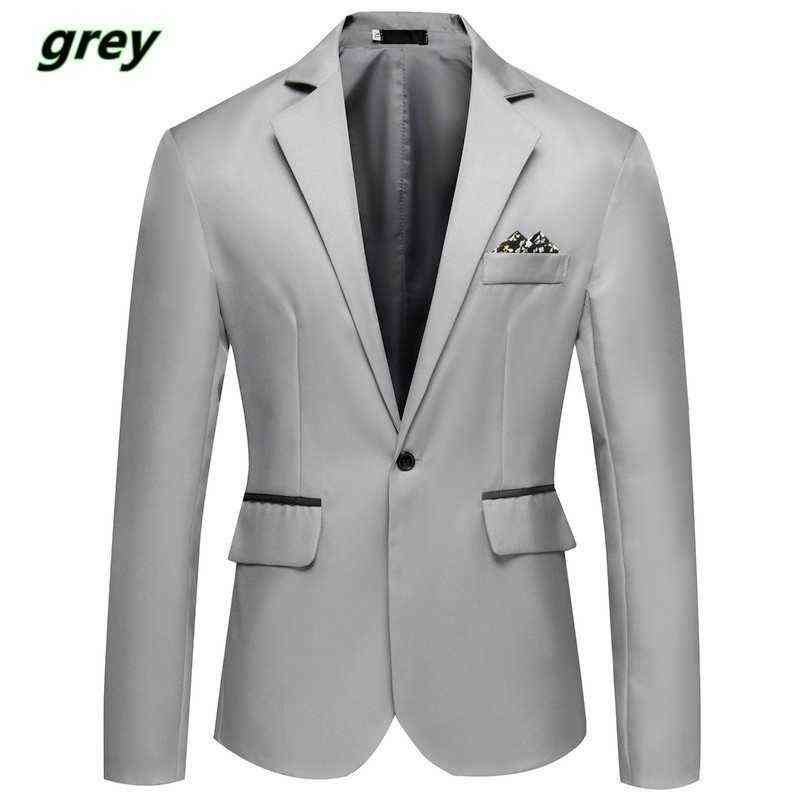 Men Slim Fit Office Blazer Jacket Fashion Solid Mens Suit Jacket Wedding Dress Coat Casual Business Male Suit Coat 211120