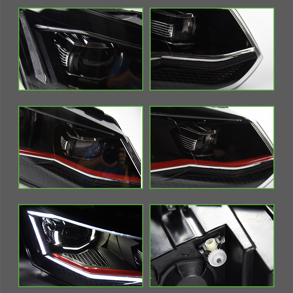 LED Daytime Lights For VW Polo 2011-2018DRL Headlight Assembly High/Low Bean Lens Turn Signal Reverse Fog Lamp