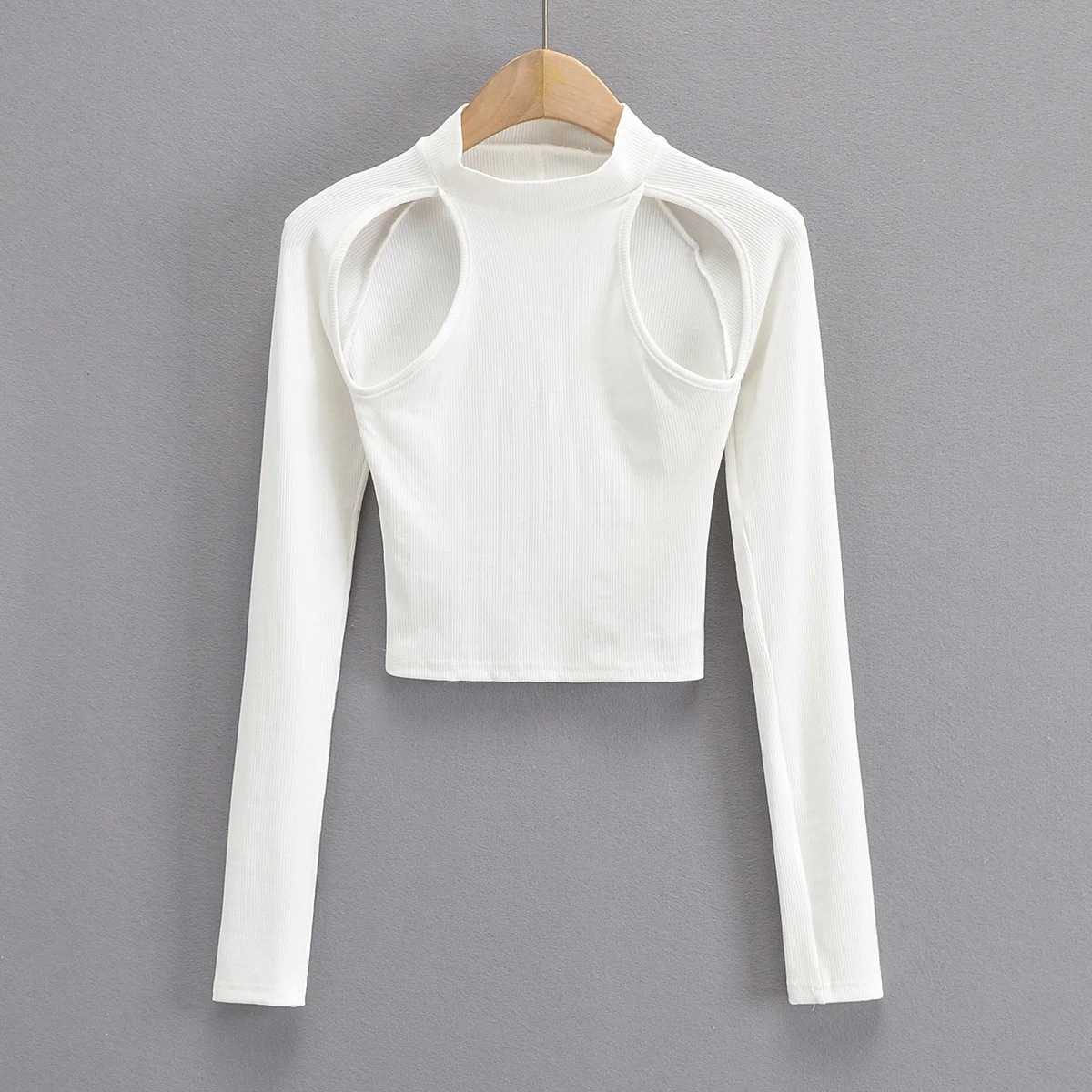 Women' Solid T-shirt Spring Slim Half-height Collar Strapless Long Tops 210615, White
Women' Solid T-shirt Spring Slim Half-height Collar Strapless Long Tops 210615, White
