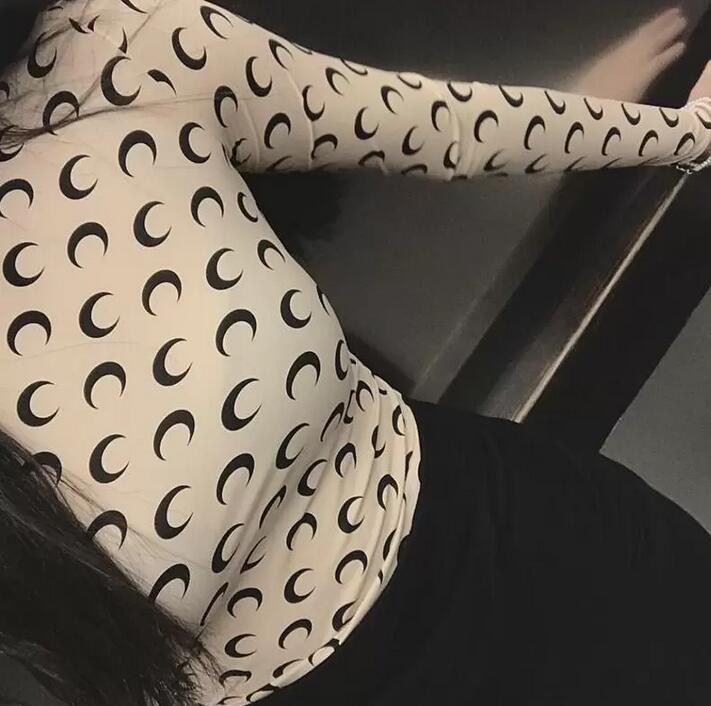 Feminine Clothes Sexy Moon Print T shirts Top Women Long Sleeve Graphic Tee Tunics Koszulka Damska Crescent, White
Feminine Clothes Sexy Moon Print T shirts Top Women Long Sleeve Graphic Tee Tunics Koszulka Damska Crescent, White