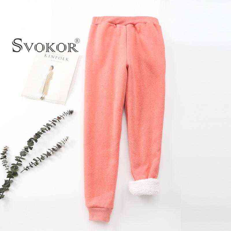 SOKOR Women Winter Warm Pants Cashmere Velvet Thick Casual Cotton Trousers Straight Sports Harem Girl Cold-Resistant 211115