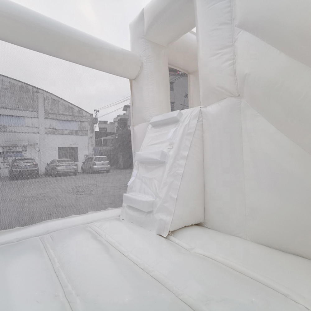 wholesale Outdoor Rental Inflatable White Bounce House Bouncer castles Wedding Bouncy jumping Castle jumper With Slide ball pit For Kids with blower f