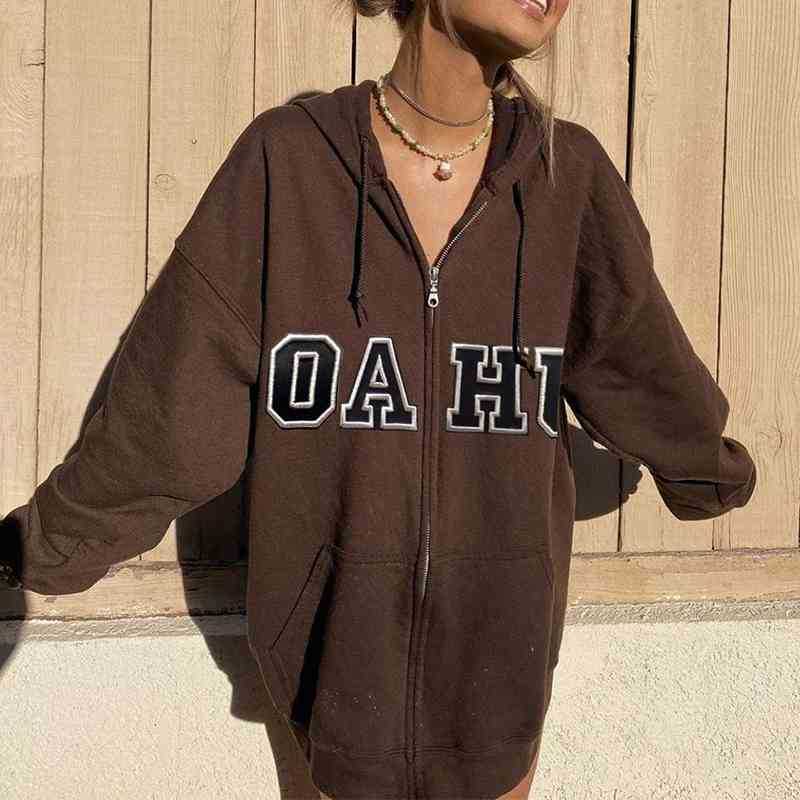 Dark brown Vintage Streetwear Letters Print Jacket Coat Zip Up Sweater Women Hoodies 2021 Recover Korean Fashion Teens Clothing, Black
Dark brown Vintage Streetwear Letters Print Jacket Coat Zip Up Sweater Women Hoodies 2021 Recover Korean Fashion Teens Clothing, Black