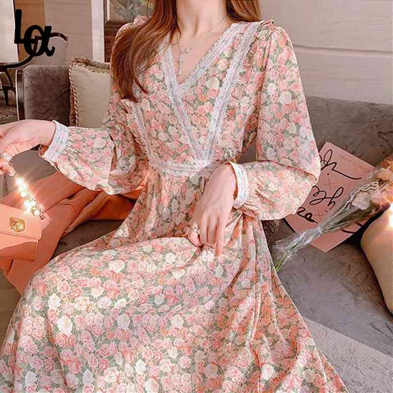 Summer Sweet Dress Korean V-Neck Long Sleeve Midi Women Causal Elegant Party Floral Female Design 210519, Pink
Summer Sweet Dress Korean V-Neck Long Sleeve Midi Women Causal Elegant Party Floral Female Design 210519, Pink