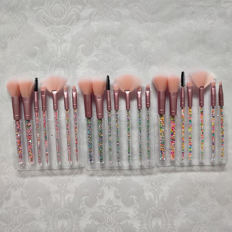 Makeup Brushes 7 Pcs/set Candy Brush Kit Private Label Grain Transparent Crystal Handle Fan Set Wholesale Cosmetic Tools