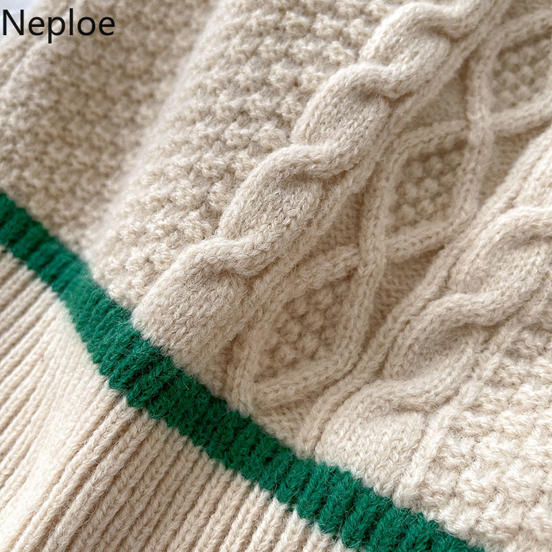 Neploe Sweaters for Women Winter Clothes Knitted Plaid Casual Cardigan O-neck Long Sleeve Loose Sueter Coat Female 4H095 210422