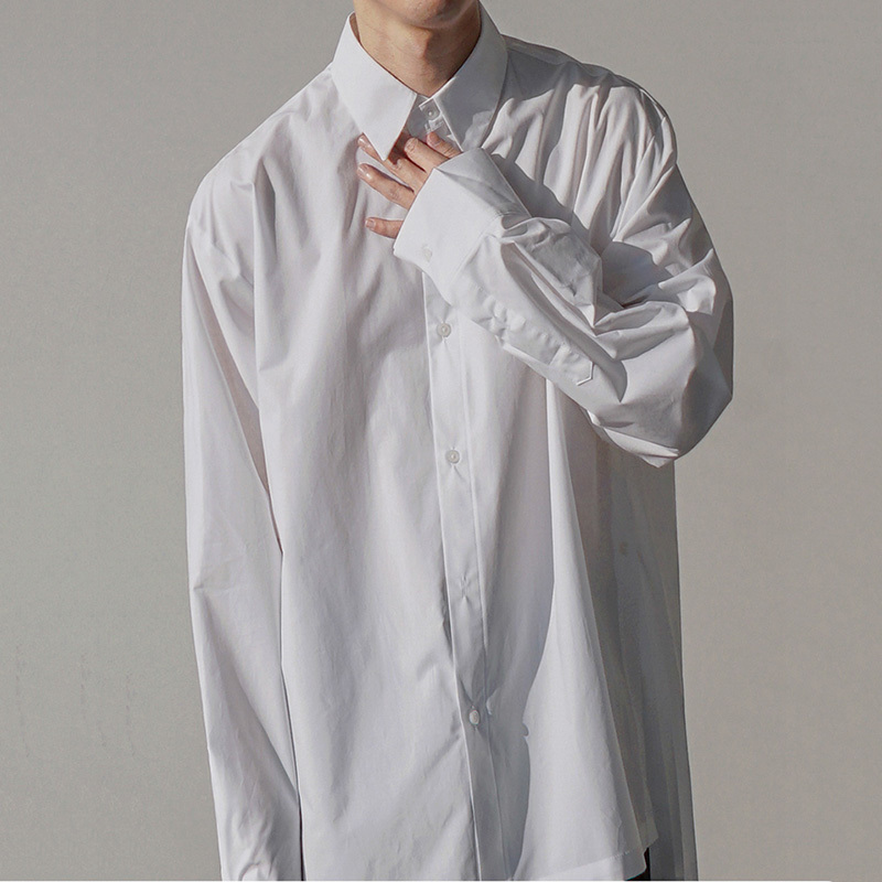 IEFB spring men's long sleeve side split white shirt fashion loose casual korean trend blouse mans single breast 9Y5456 210524
