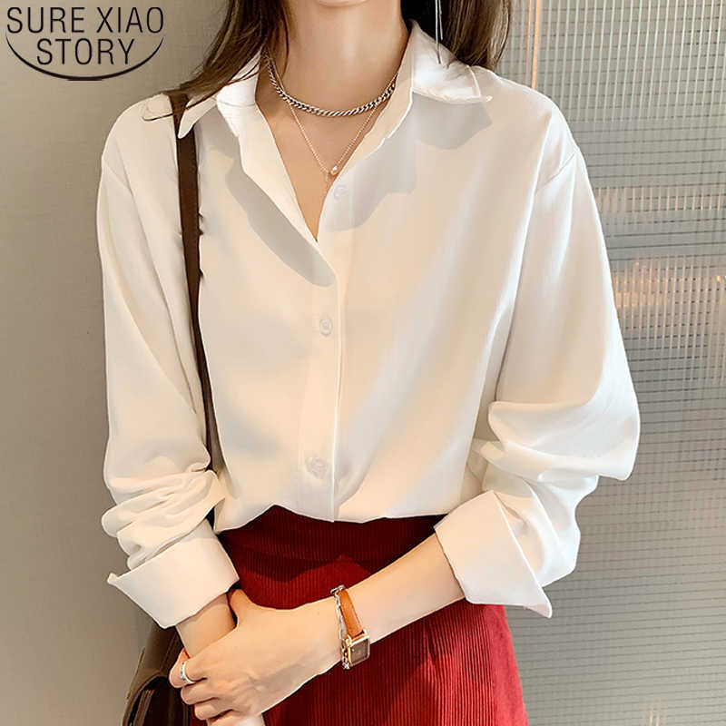 Spring White Shirts Plus Size 4XL Loose Long Sleeve Bottoming Shirt OL Fashion Women Office Lady Blouse Korean Blusas 210527, Apricot 
Spring White Shirts Plus Size 4XL Loose Long Sleeve Bottoming Shirt OL Fashion Women Office Lady Blouse Korean Blusas 210527, Apricot